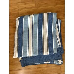 Nautica Quilt Queen Navy Blue White Stripe Reversible 90x90 Cotton